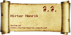 Hirter Henrik névjegykártya